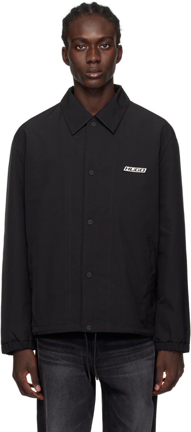 Shop Hugo Black Water-repellent Jacket In Black 001
