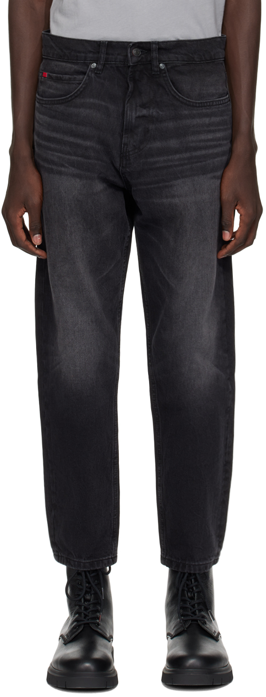 Hugo Black Faded Jeans In Charcoal 010