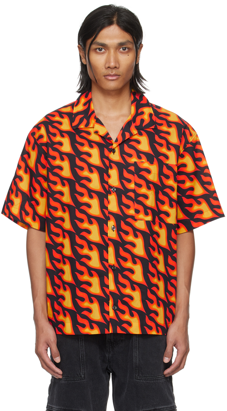 Shop Hugo Black & Orange Oversized Shirt In Open Misc. 960