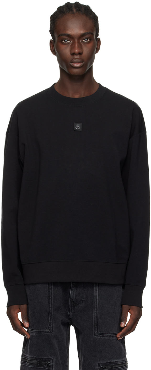 Shop Hugo Black Patch Sweatshirt In Black 001