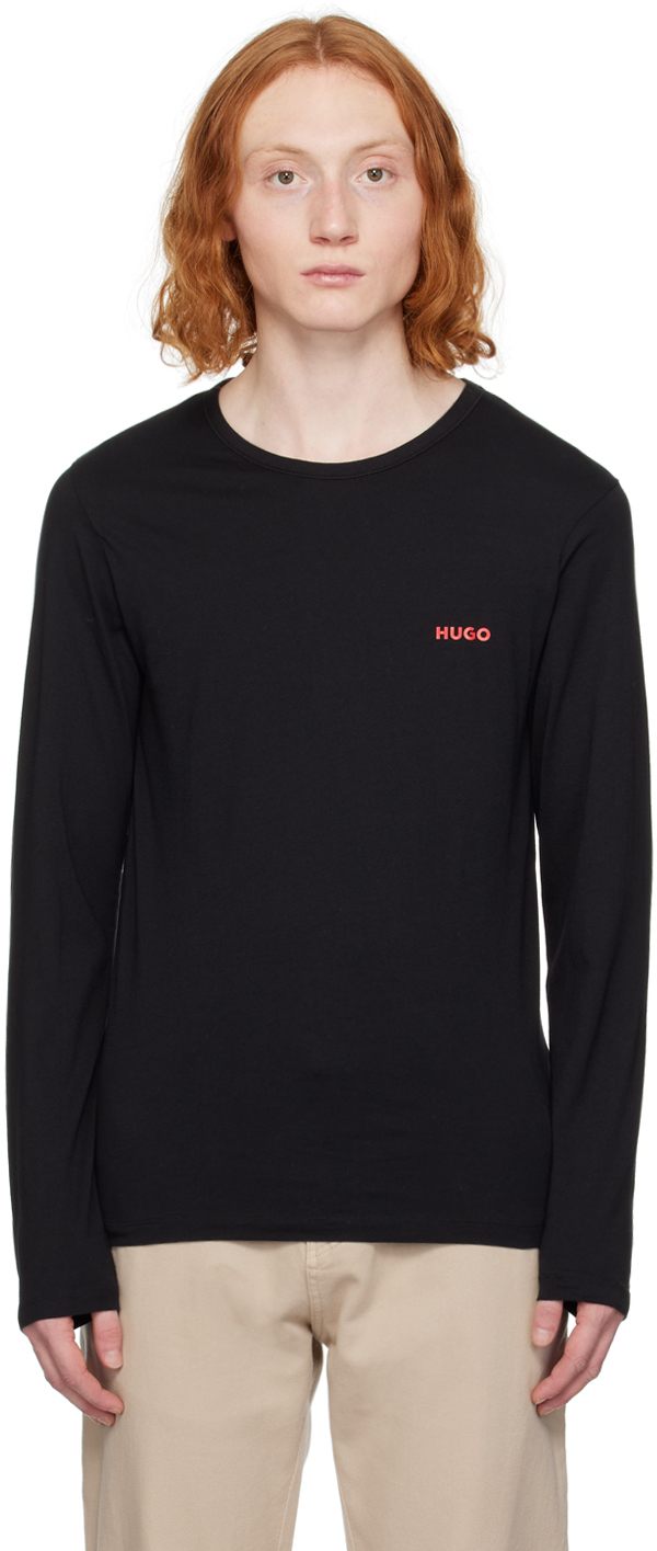 Hugo Three-pack Black Long Sleeve T-shirts In Black 001