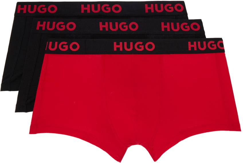 Hugo Three-pack Black & Red Boxers In Black 003