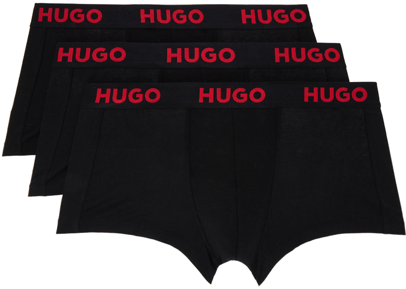 Hugo Three-pack Black Boxers In Black 001