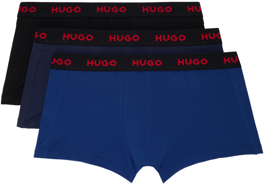 Hugo Three-pack Multicolor Boxers In Medium Blue 420