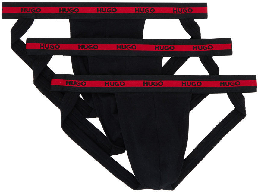 Hugo Three-pack Black Jockstraps In Black 002