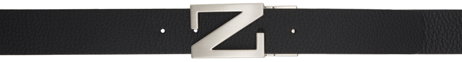 Shop Zegna Black Reversible Leather Belt In Ner