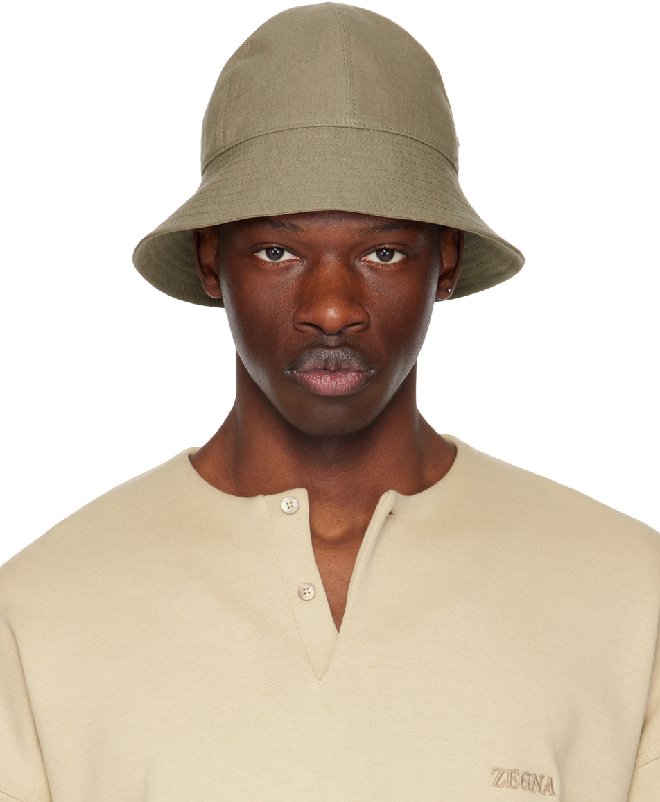 Zegna Taupe Oasi Lino Bucket Hat In Br3 Brown