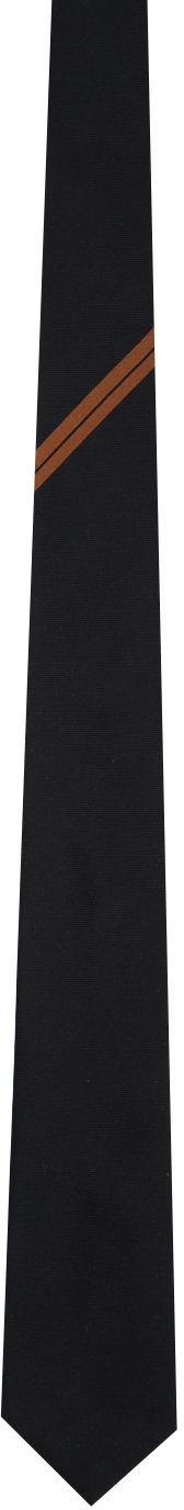 Zegna Black Silk Jacquard Tie In Vjc Vicuna