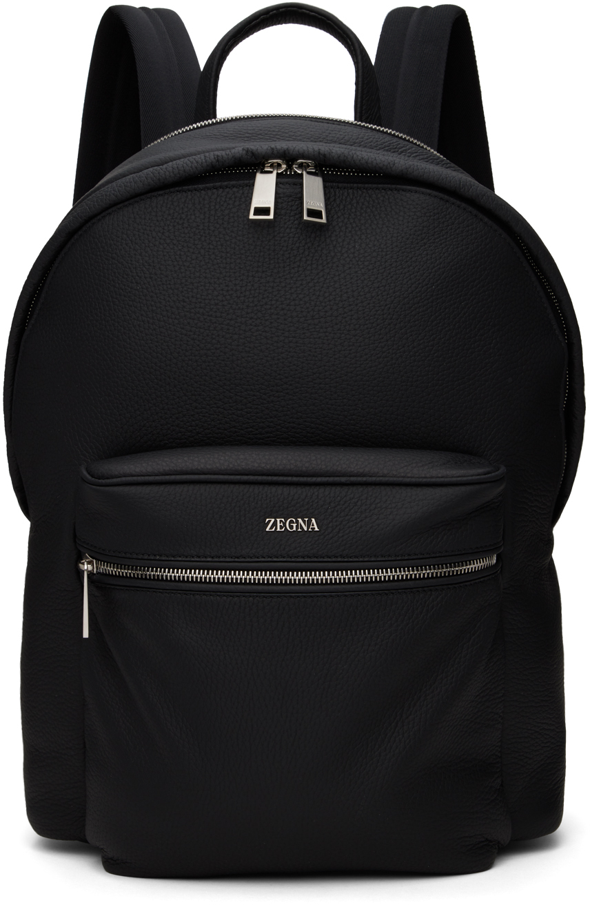 Black Deerskin Hoodie Backpack by ZEGNA on Sale