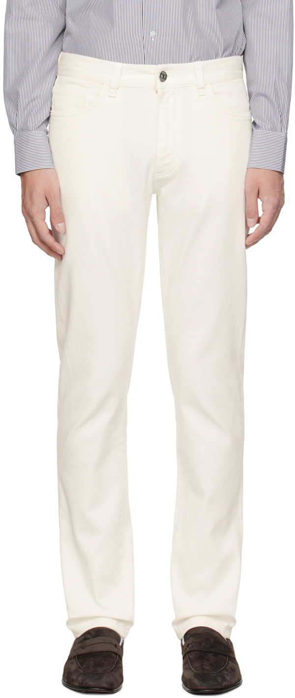 Zegna White Patch Jeans In Bco