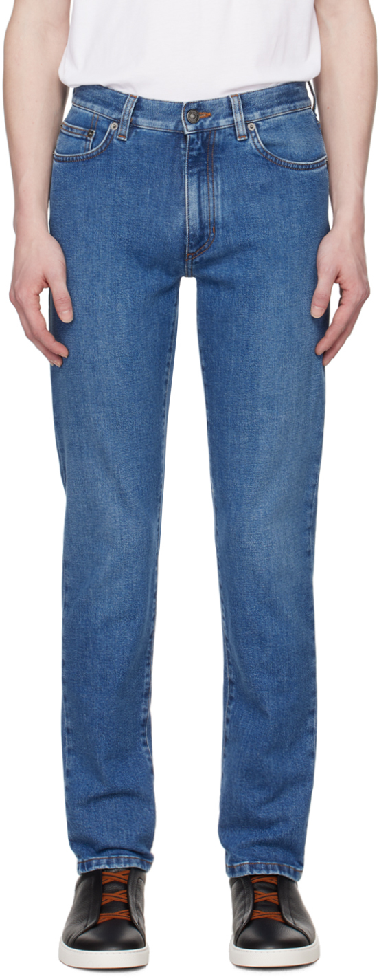 Zegna Blue Roccia Jeans In 4