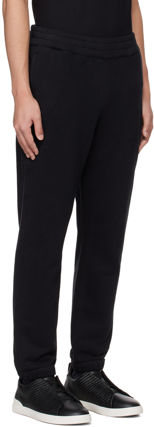 ZEGNA BLACK BONDED SWEATPANTS