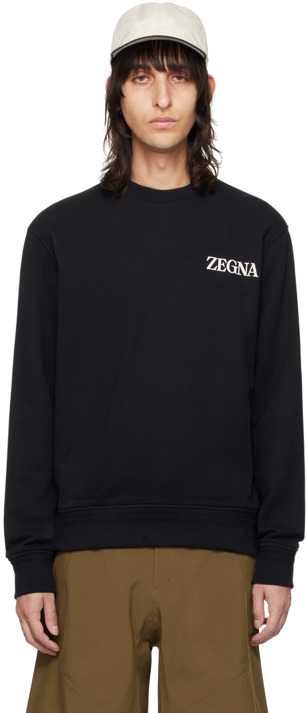 ZEGNA BLACK BONDED SWEATSHIRT