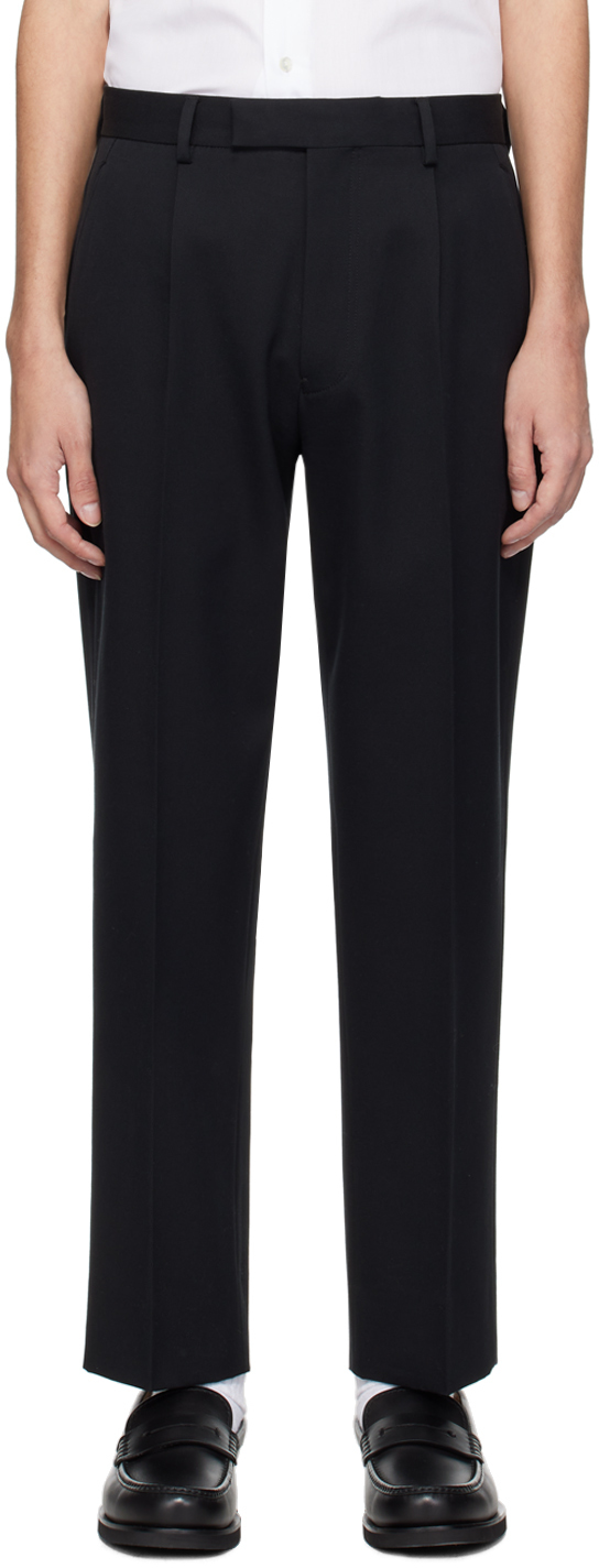 Zegna Black Pleated Trousers In K09 Black