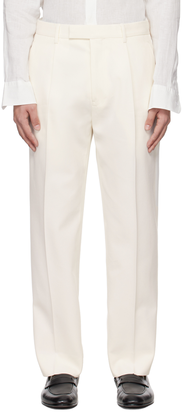 Gucci Off-White Pleated Trousers