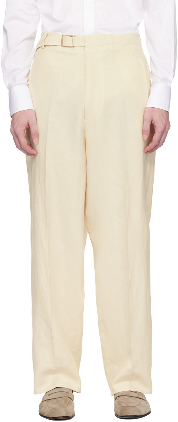 Zegna Calcare Straight-leg Belted Oasi Linen Trousers In 773c60a7