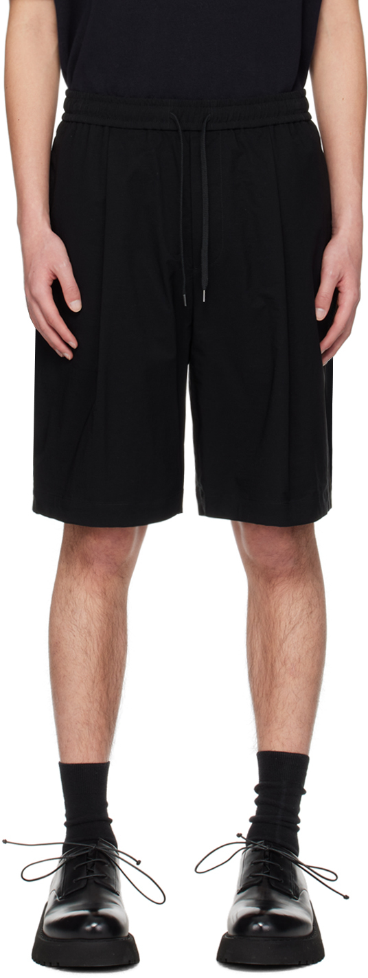 Aton Black Wide-leg Shorts In 005 Black