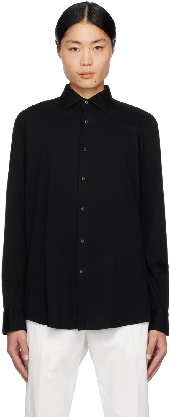 Zegna Black Buttoned Shirt In 932