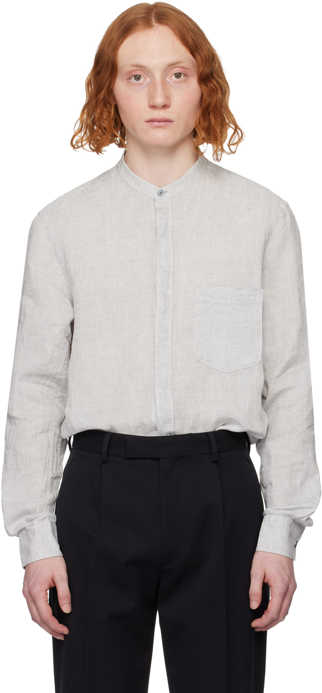 Zegna Gray Button Shirt In 244 Light Grey