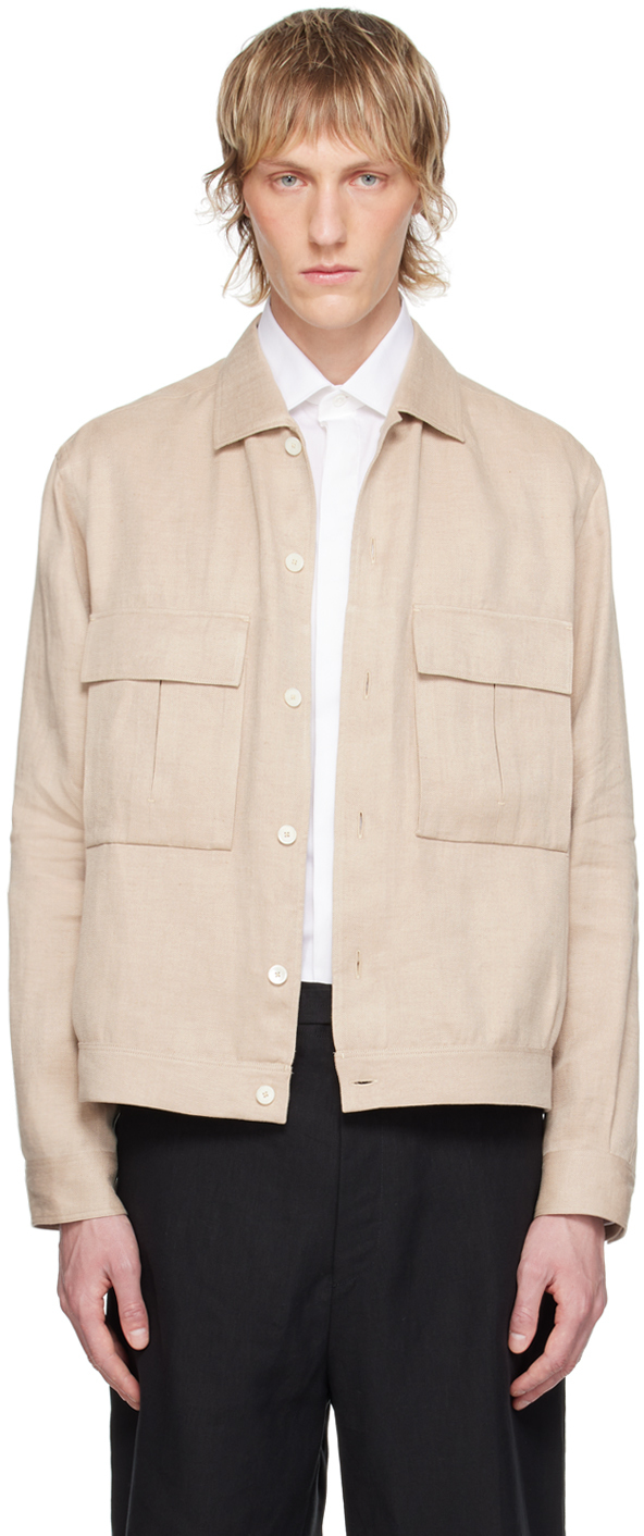 Shop Zegna ベージュ フラップポケット シャツ In 21 Light Beige