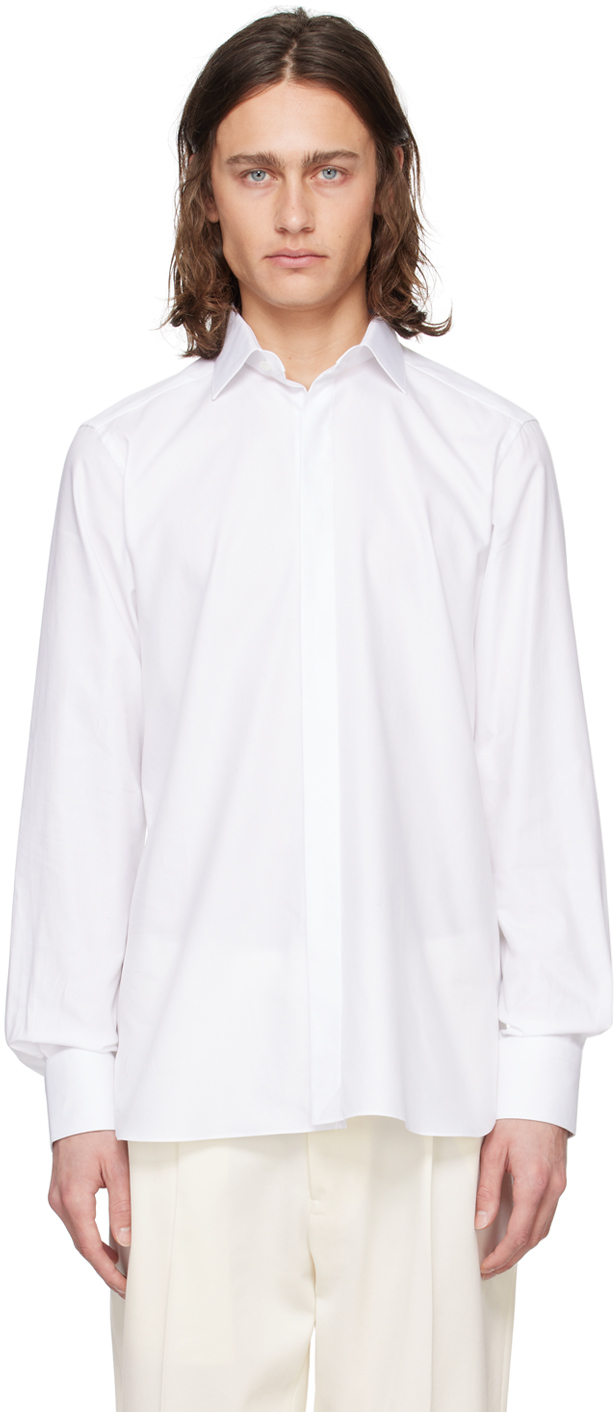 White Spread Collar Shirt by ZEGNA on Sale