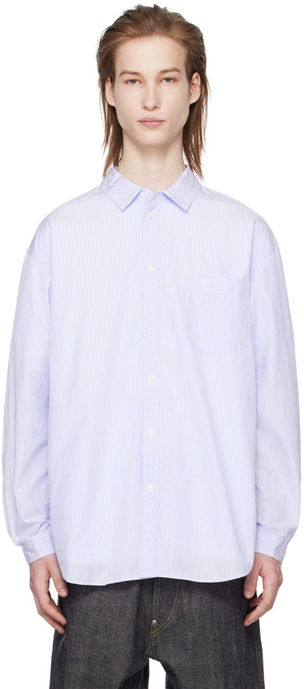 Shop Aton Blue & White Standard Shirt In 173 Stripe