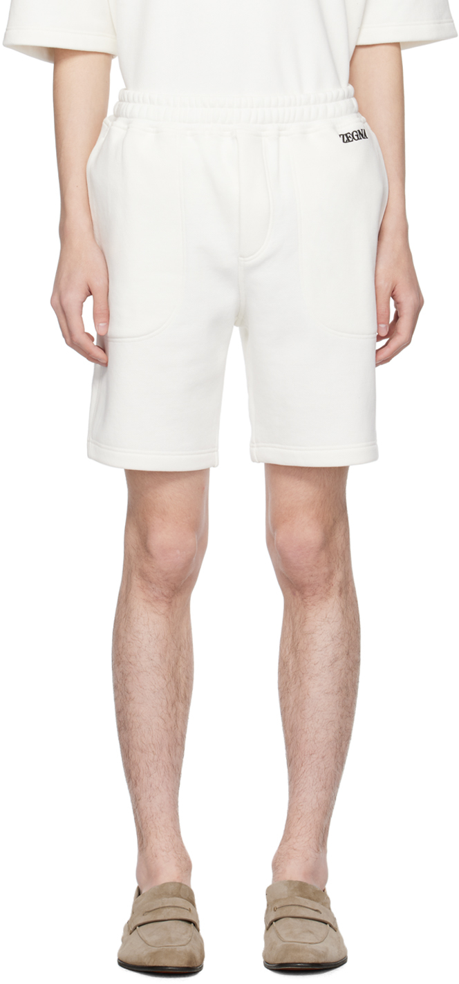Zegna White Drawstring Shorts In 105-bianco Natura Un