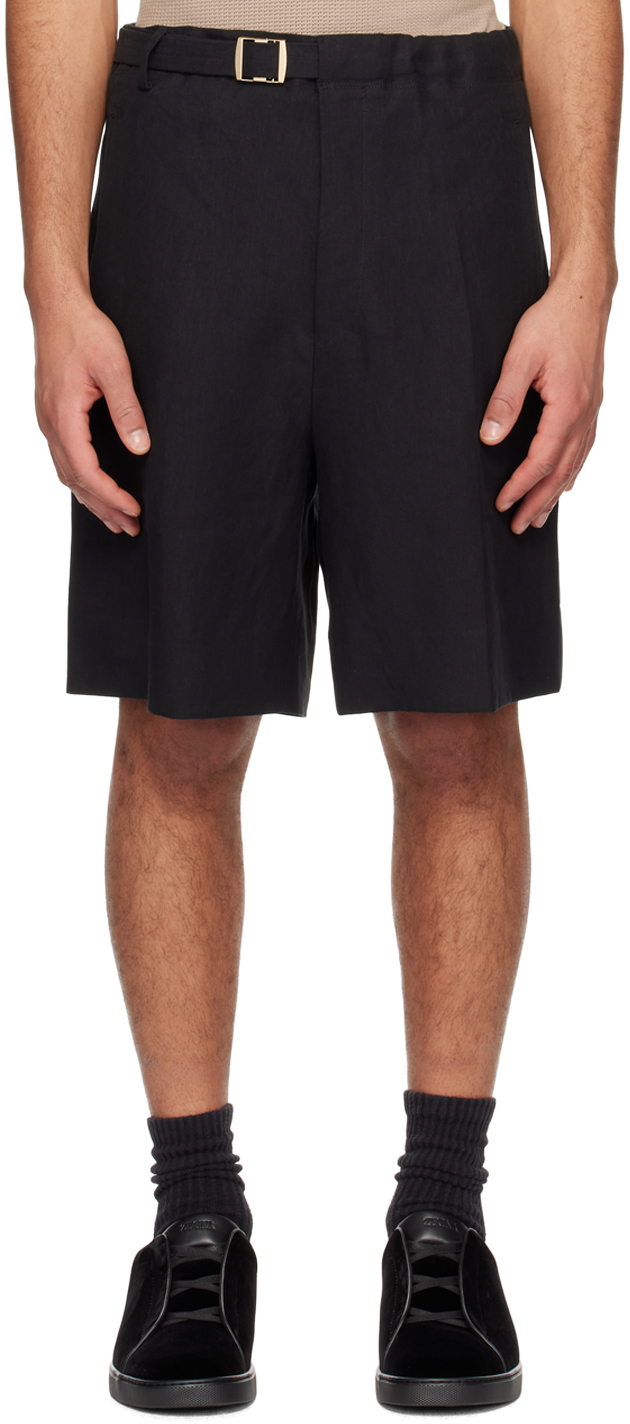 Shop Zegna Black Belted Shorts In 773c50a7 Nero Opaco