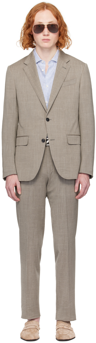 Zegna Taupe Notched Lapel Suit In 749546a7 Taupe