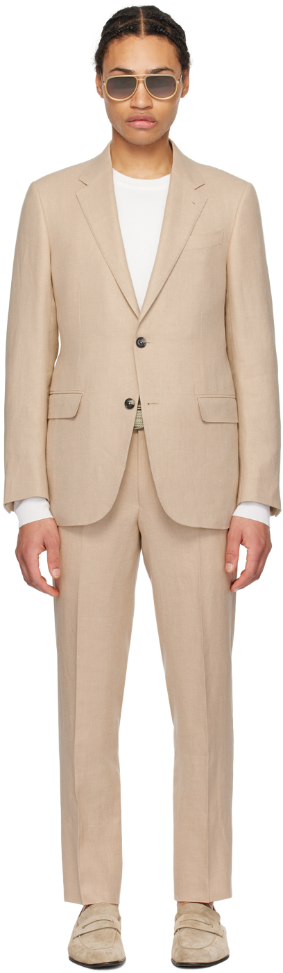 Shop Zegna Beige Notched Lapel Suit In 776507a7 Light Beige