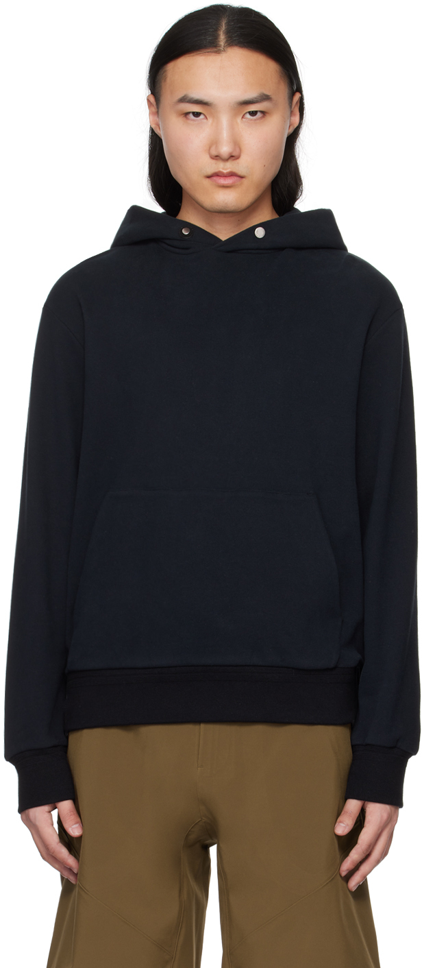 ZEGNA: Black Press-Stud Hoodie | SSENSE