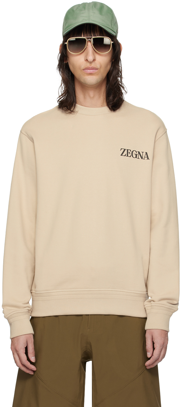 Zegna Beige Bonded Sweatshirt In N03