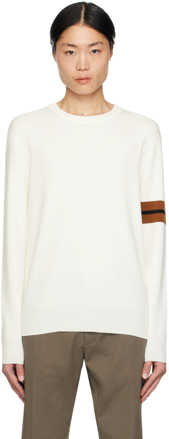 Shop Zegna Off-white Striped Sweater In N01