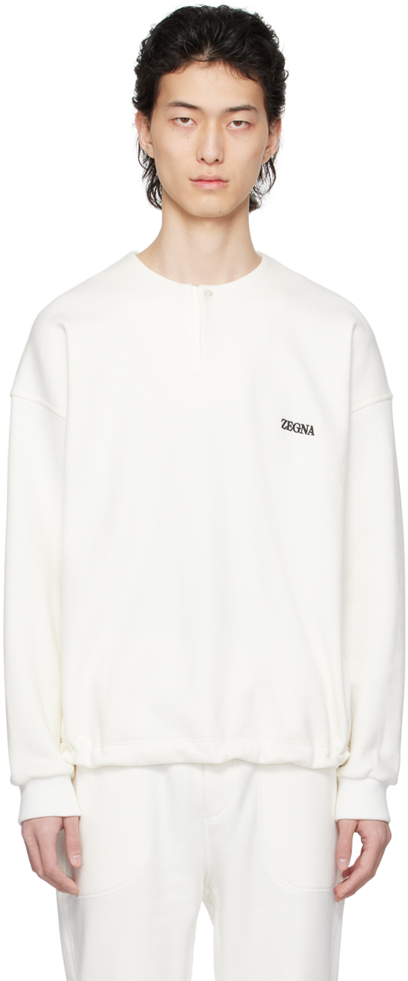 Zegna White Crewneck Sweatshirt In 105 Bianc Naturae Un