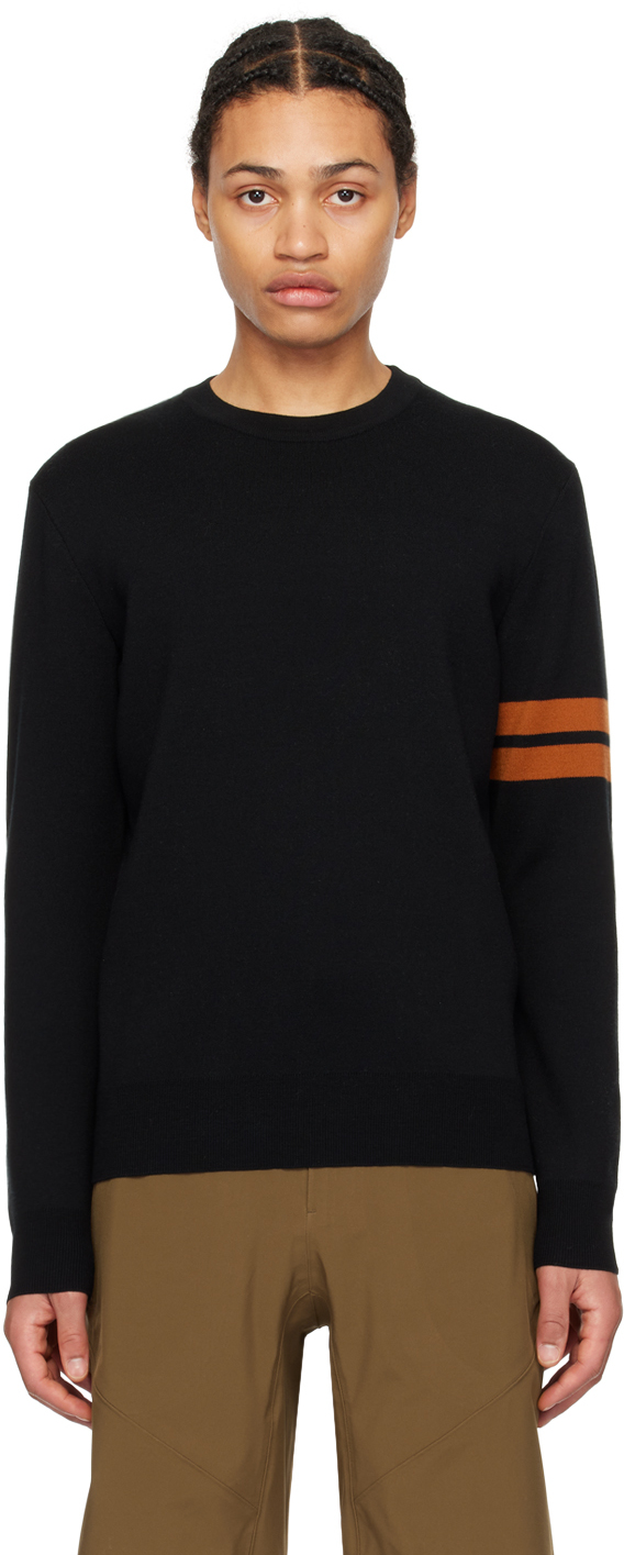 Shop Zegna Black Stripe Sweatshirt In K09 Black