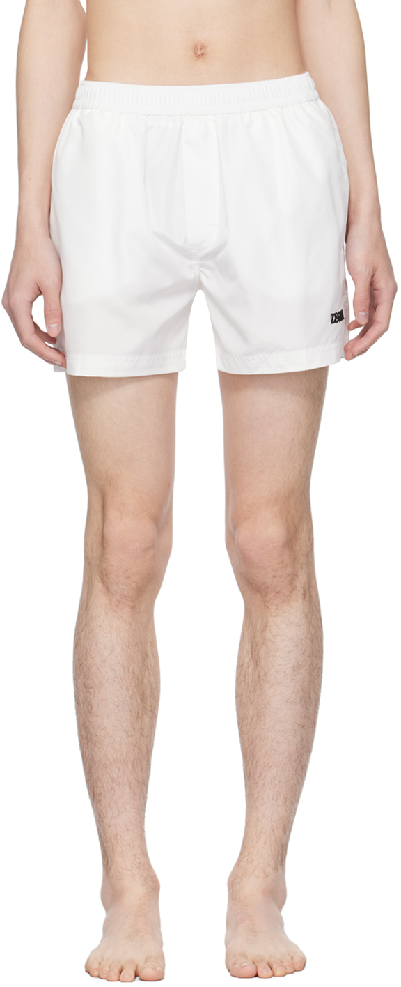 White Drawstring Swim Shorts