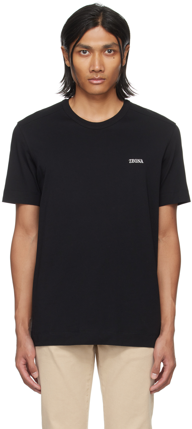 Zegna Black Embroidered T-shirt In K09