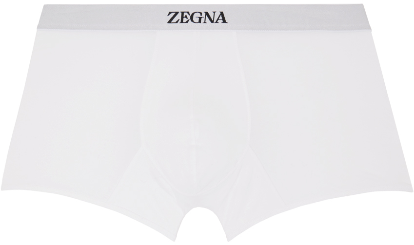 Zegna White Jacquard Boxer Briefs In 100 - White
