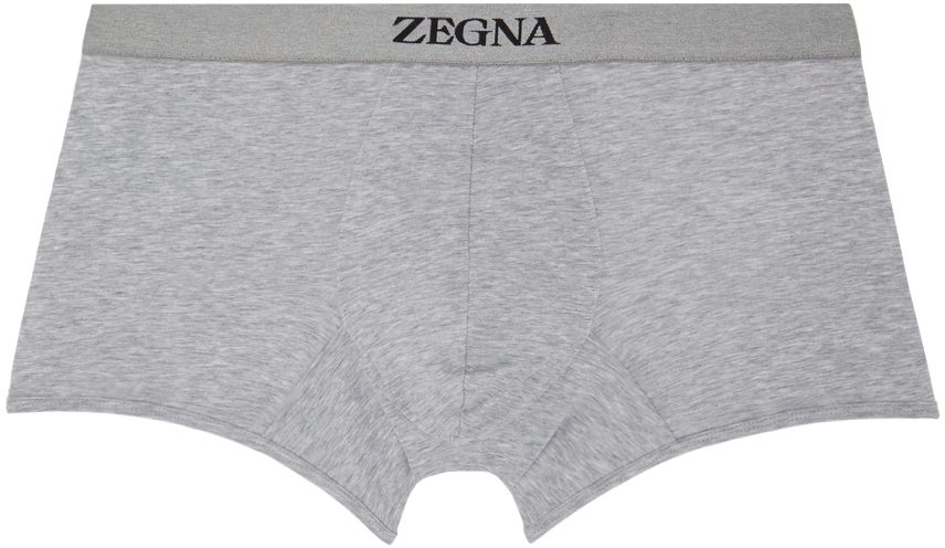 Zegna Grey Jacquard Boxer Briefs In 020 - Grey Melange