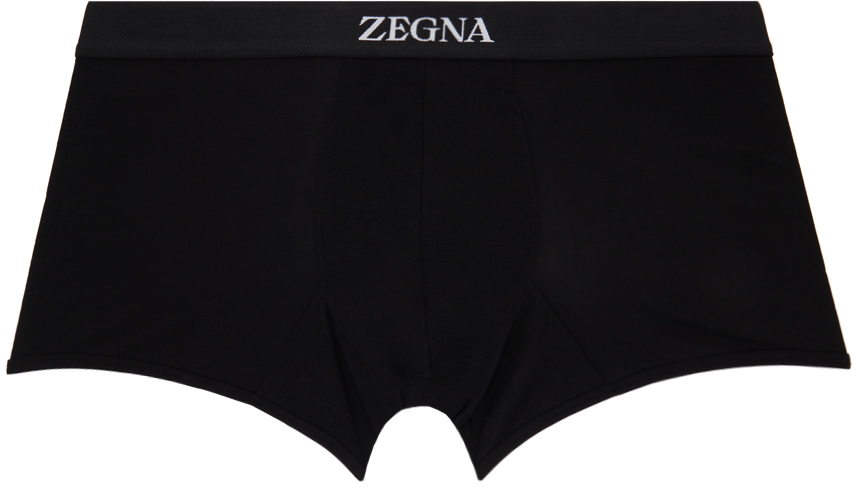 Zegna Black Jacquard Boxer Briefs In 001 - Black