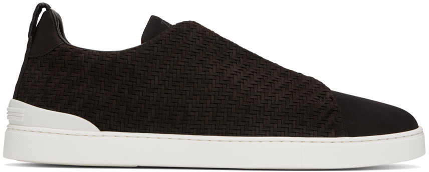 Zegna Brown Triple Stitch Sneakers In Cto