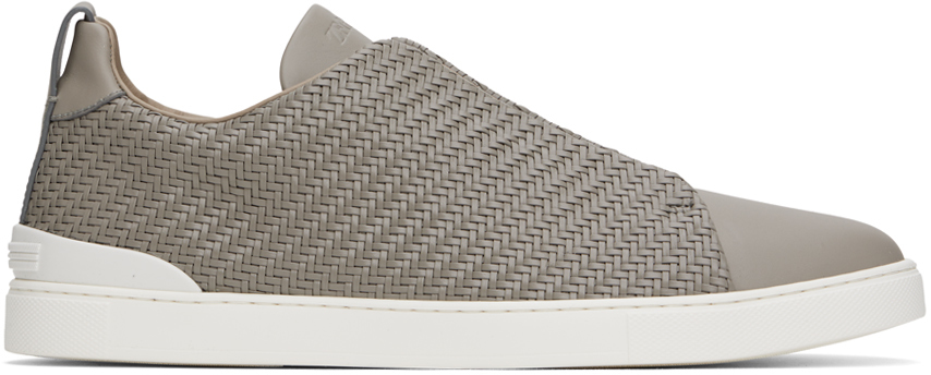 Zegna Gray Triple Stitch Sneakers In Oyy