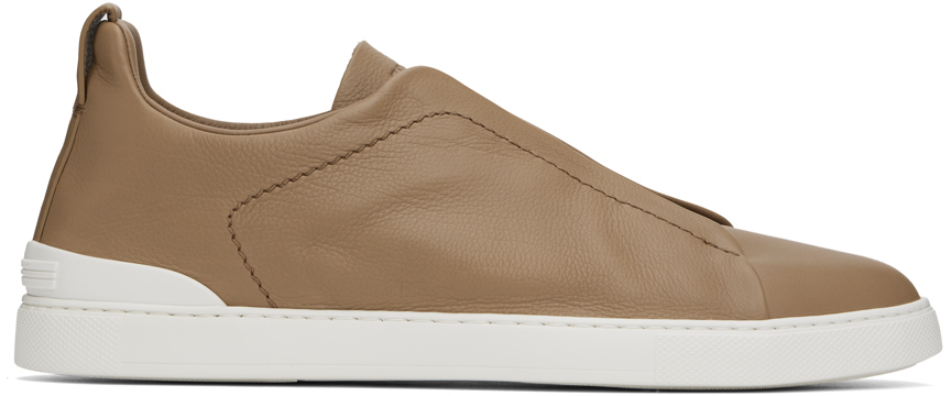 ZEGNA BROWN TRIPLE STITCH SNEAKERS