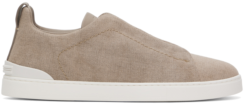 Taupe Canvas Triple Stitch Sneakers