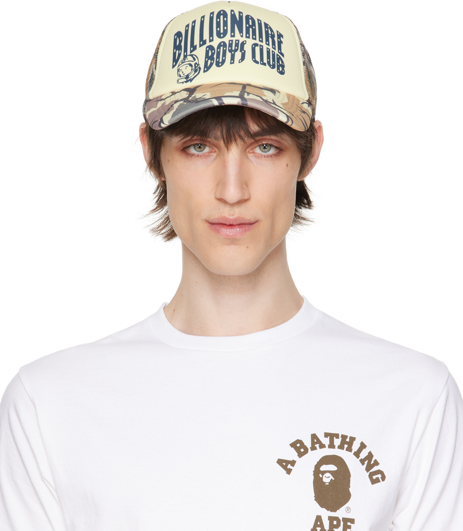 Shop Billionaire Boys Club Beige Camo Arch Logo Trucker Hat