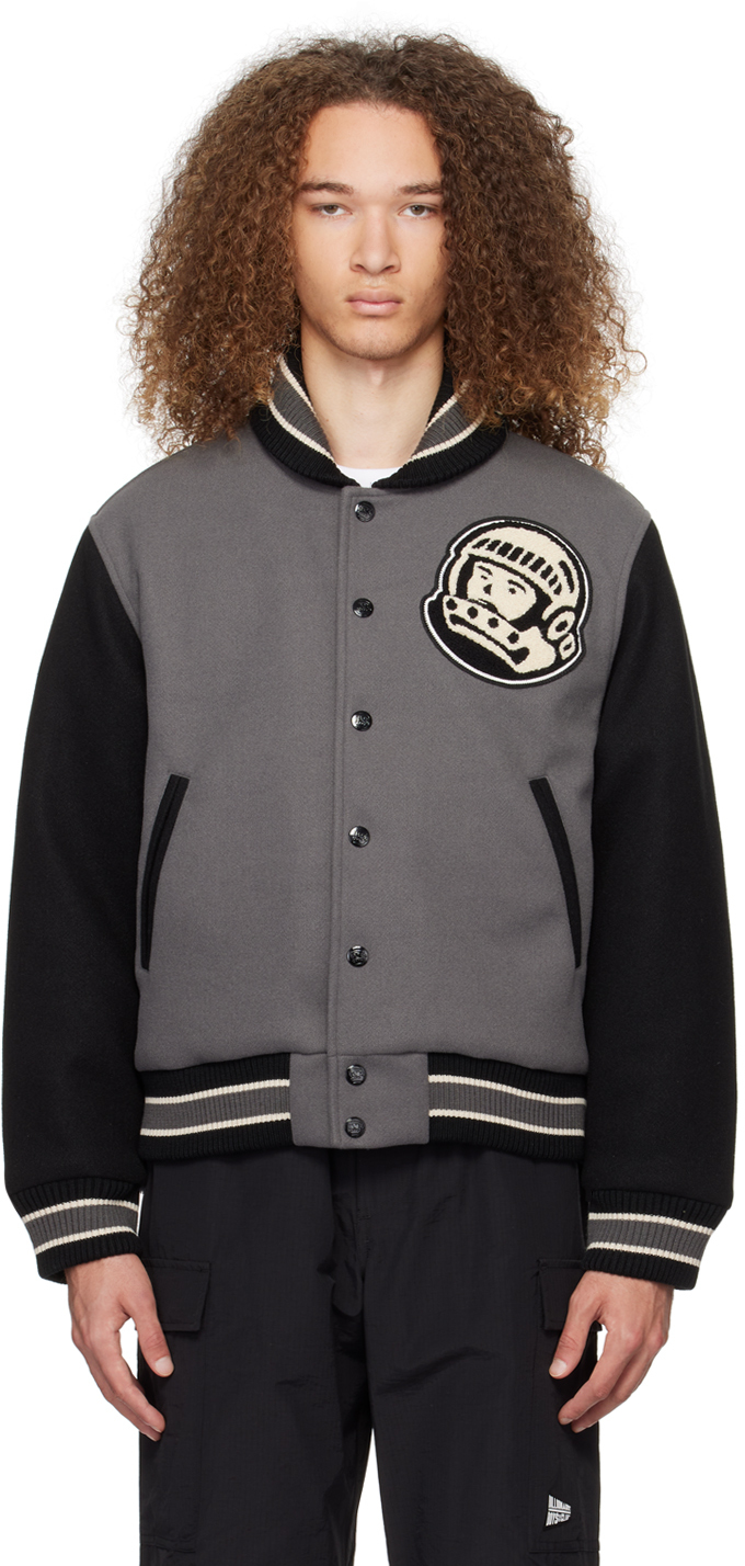 Shop Billionaire Boys Club Gray Astro Varsity Bomber Jacket In Grey