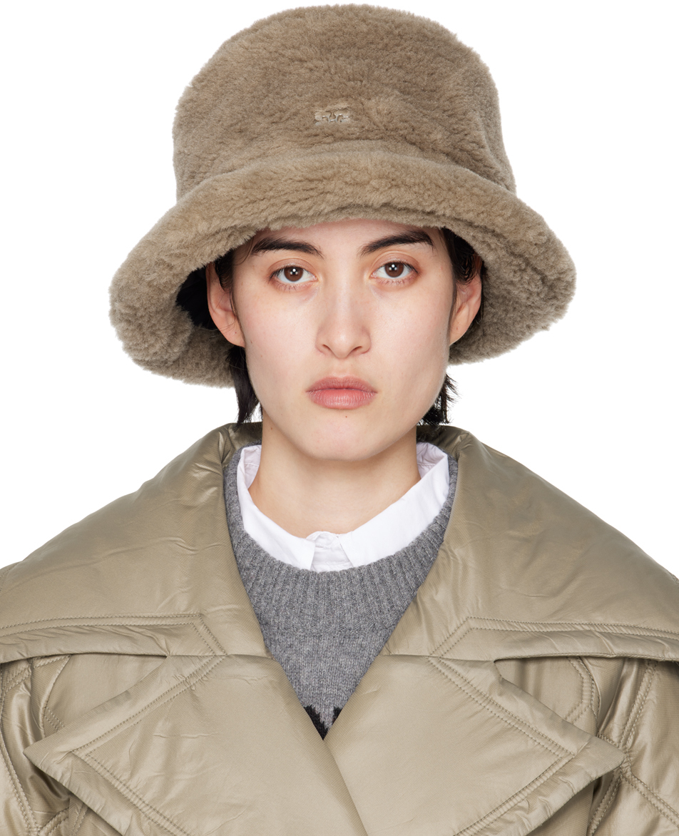 Taupe Fluffy Tech Bucket Hat