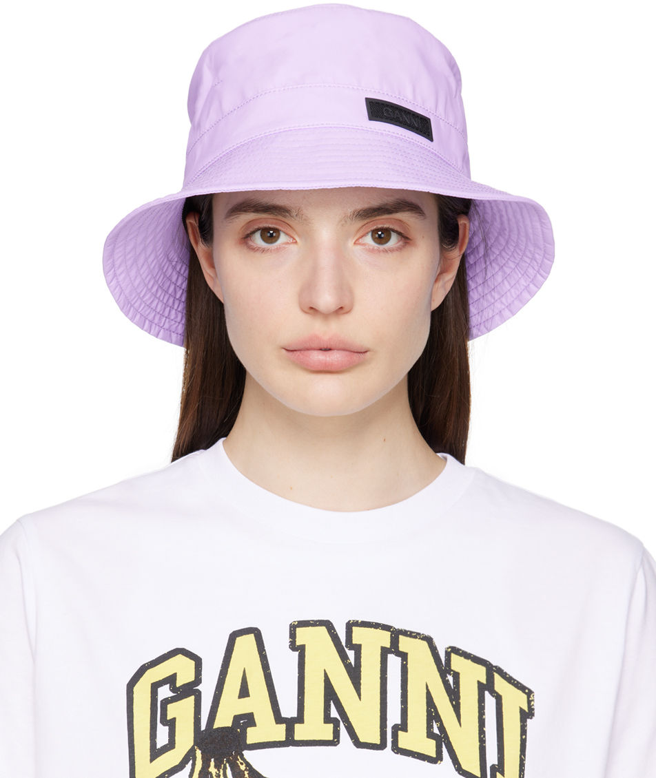 GANNI Purple Recycled Tech Bucket Hat