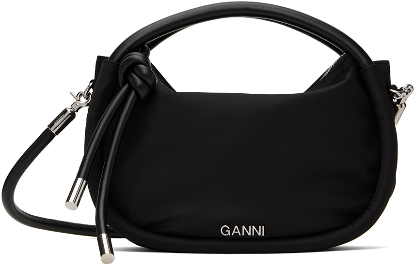 Ganni Black Knot Mini Bag In 099 Black