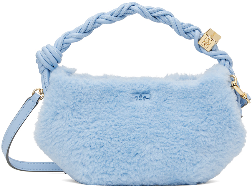 Ganni Women's Mini Bou Faux-fur Bag In Light Blue Vintage